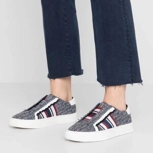 Tory Sport Logo Jacquard Sneakers Navy Red White Size 11